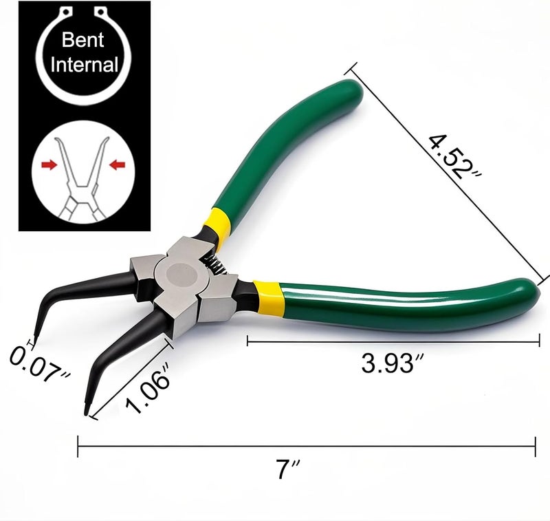 BJDSI Bent Internal Snap Ring Pliers 7 inch,Internal Spring,Anti-Rust,Head Size:0.07". - Image 2